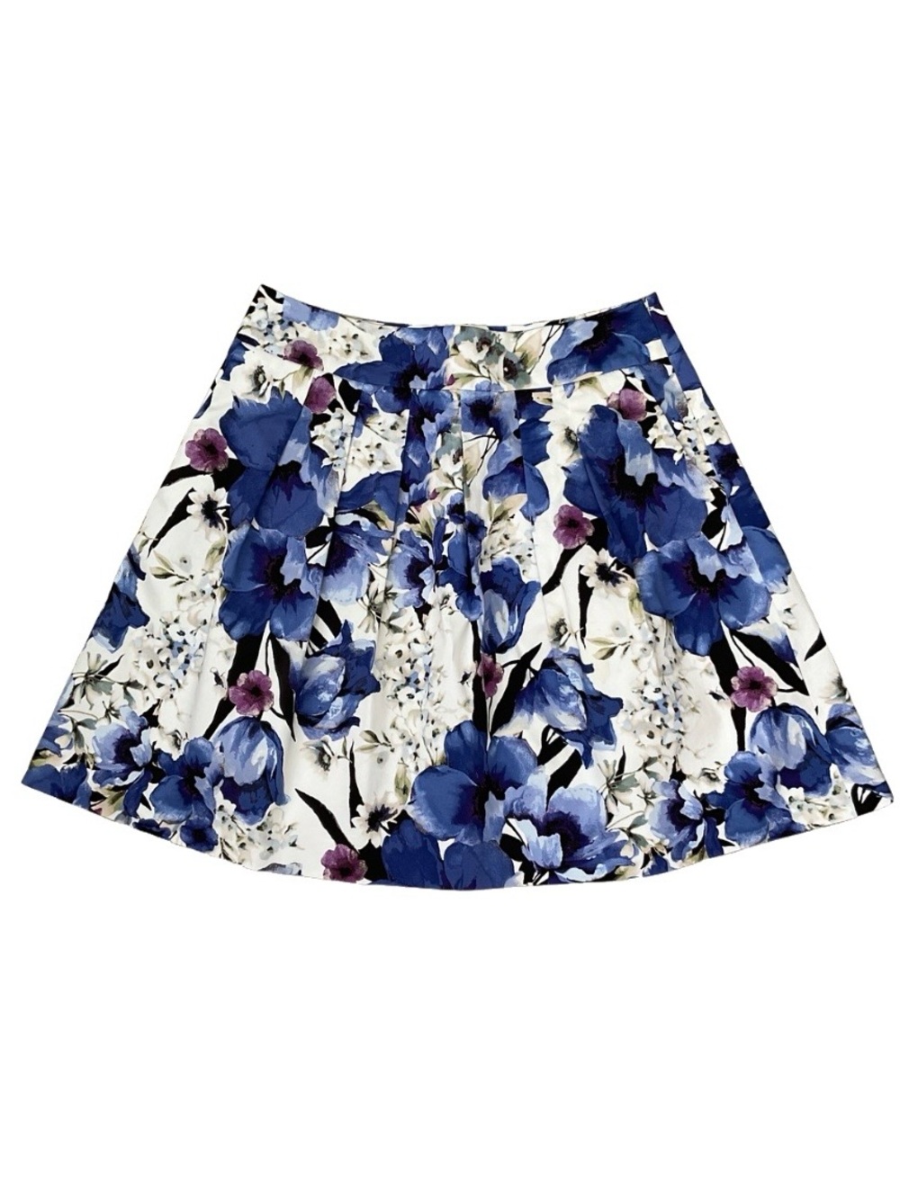 White House Black Market Pleated Floral Side Zip Skirt Size 10 Garden Party